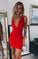 Red Glenda Homecoming Dresses Deep V Neck Short CD9995