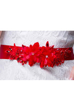 Load image into Gallery viewer, Satin Wedding/Evening Ribbon Sash With Handmade Flowers