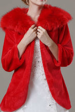 Load image into Gallery viewer, Pretty 3/4 Length Sleeve Red Faux Fur Wedding Wrap