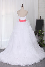 Load image into Gallery viewer, 2024 Sweetheart Ruffled Bodice A Line Organza Court Train Wedding Dresses