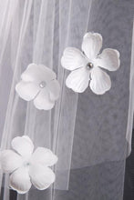 Load image into Gallery viewer, Two-Tier Finger-Tip Length Bridal Veils With Handmade Flower