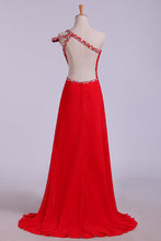 Load image into Gallery viewer, 2013 Prom Dresses Sheath Split Front Floor Length One Shoulder Color Red