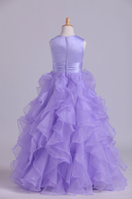 Load image into Gallery viewer, 2022 Flower Girl Dresses Ball Gown Scoop Floor Length Organza
