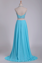 Load image into Gallery viewer, 2022 Two Pieces Halter Beaded Bodice A Line Prom Dress Chiffon