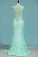 Load image into Gallery viewer, 2024 Prom Dresses Mermaid Scoop With Applique And Beads Lace