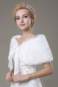 Faux Fur Wedding Wrap With Bow Knot