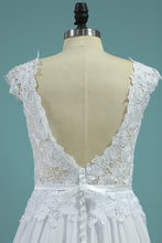 Load image into Gallery viewer, 2024 Wedding Dresses Scoop Open Back Chiffon With Applique And Sash