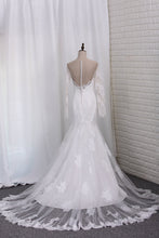 Load image into Gallery viewer, 2024 Wedding Dresses Long Sleeves Scoop Mermaid Tulle With Applique