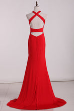 Load image into Gallery viewer, 2024 Mermaid Straps Evening Dresses Spandex Sweep Train Open Back