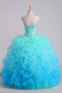 2024 Quinceanera Dresses Ball Gown Floor Length With Beads And Ruffles