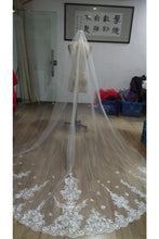 Load image into Gallery viewer, Elegant One Tier 3 Meters Bridal Veils With Applique&amp;Comb