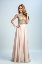 Load image into Gallery viewer, 2024 Prom Dresses A-Line Scoop Beaded Bodice Floor-Length Chiffon Zipper Back