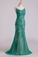 2022 Mermaid Scoop Floor Length Evening Dresses Tulle With Applique