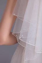 Load image into Gallery viewer, Two-Tier Elbow Length Bridal Veils With Beads
