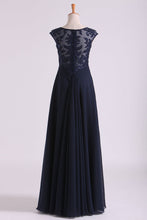 Load image into Gallery viewer, 2022 New Arrival Bateau Neckline Embellished Tulle Bodice With Beaded Applique Chiffon