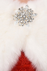 Elegant White Faux Fur Wedding Wrap With Beads