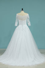 Load image into Gallery viewer, 2024 Mid-Length Sleeves Baot Neck Wedding Dresses A Line With Applique