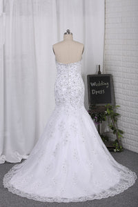 2024 Sweetheart Mermaid/Trumpet Wedding Dresses Court Train With Beads