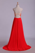 Load image into Gallery viewer, 2024 Splendid Sweetheart Prom Dresses A Line Chiffon With Beads Open Back