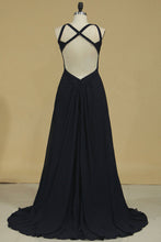 Load image into Gallery viewer, 2022 Bridesmaid Dresses Scoop A Line Chiffon With Slit Open Back