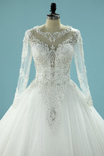 Load image into Gallery viewer, 2024 Gorgeous Scoop Wedding Dresses Glitter Tulle With Beading Zipper Back Long Train
