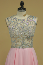 Load image into Gallery viewer, 2022 Homecoming Dresses Scoop Beaded Bodice Short/Mini Chiffon A Line