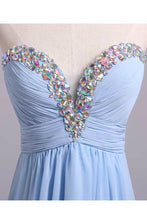 Load image into Gallery viewer, 2024 Prom Dresses A Line Short/Mini Sweetheart Chiffon With Rhinestone