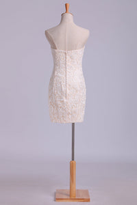 2022 Lace Prom Dress Sweetheart Column Short/Mini