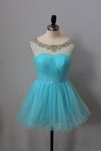 2024 Homecoming Dresses Bateau A Line Short/Mini With Beads And Ruffles