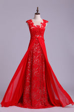 Load image into Gallery viewer, 2022 Scoop Neckline Embellished Bodice With Beadeds&amp;Applique Long Chiffon Prom Dress