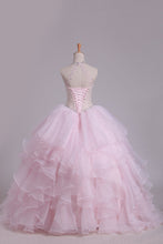 Load image into Gallery viewer, 2022 Halter Ball Gown Beaded Bodice Open Back Quinceanera Dresses Organza Floor Length