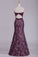 2022 Sweetheart Prom Dresses Mermaid/Trumpet Pleated Bodice Lace Grape Floor Length
