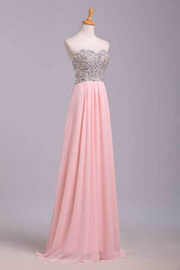 2022 Prom Dresses A-Line Sweetheart Chiffon Floor Length With Beading/Sequins