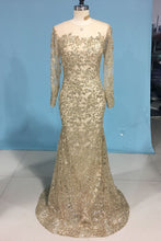 Load image into Gallery viewer, 2024 Bling Bling Evening Dresses Mermaid Scoop Sweep/Brush Sequins Lace With Rhinestones