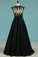 2024 A Line Scoop Satin With Applique And Beads Prom Dresses