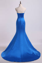 Load image into Gallery viewer, 2022 Evening Dresses Sweetheart Mermaid/Trumpet Satin Court Train