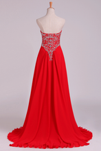 Load image into Gallery viewer, 2022 Prom Dress Sweetheart A Line Floor Length With Beads Chiffon&amp;Tulle